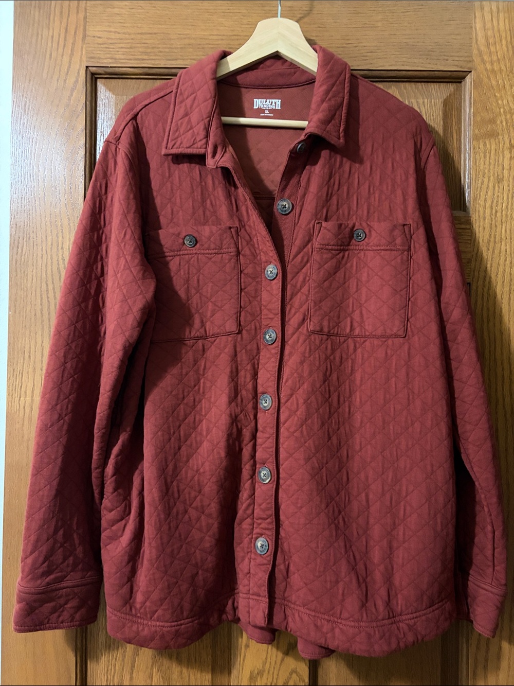 Duluth Trading Co Quilted Button-Front Jacket - Brick Red